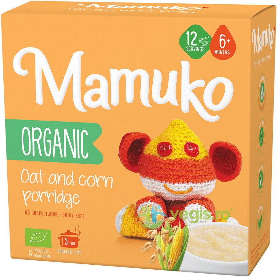 Porridge din 2 Cereale (Ovaz si Porumb) 6+ Luni Ecologic/Bio 200g