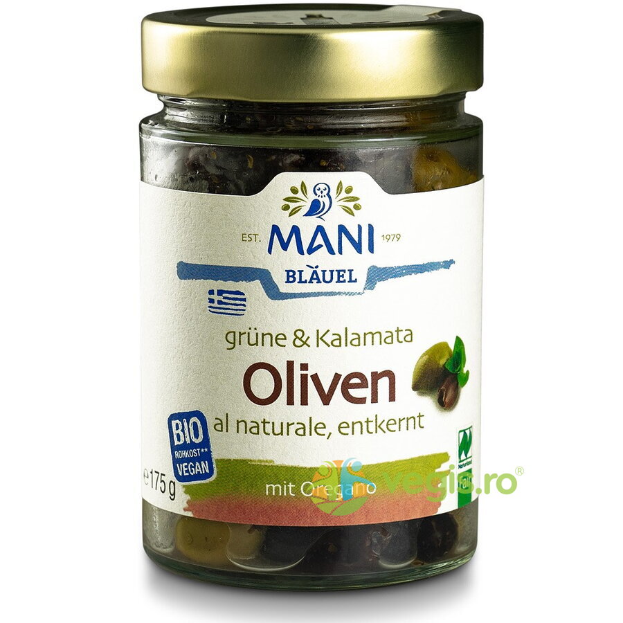 Mix de Masline Verzi Kalamata cu Oregano Ecologic/Bio 175g