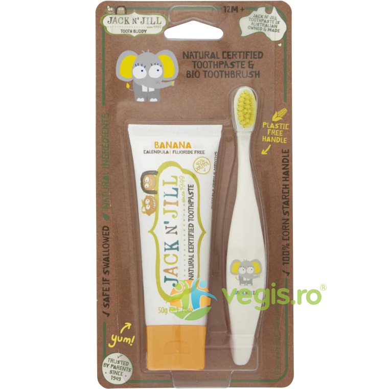 Pachet Pasta de Dinti cu Banane 50g + Periuta Ellie pentru Copii