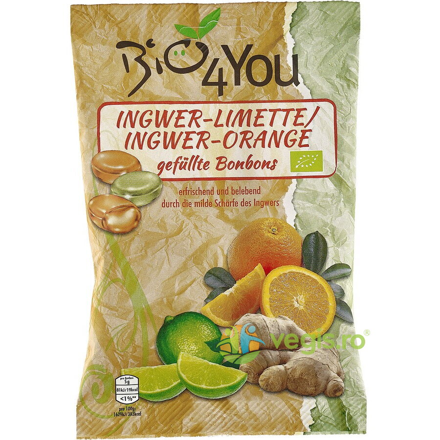Bomboane cu Lime, Ghimbir si Portocala 75g