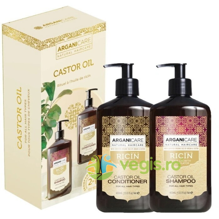 Set Sampon si Balsam pentru Stimularea Cresterii Parului cu Ulei de Ricin 400ml+400ml