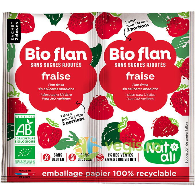 Budinca de Capsuni fara Zahar Ecologica/Bio 2x4g