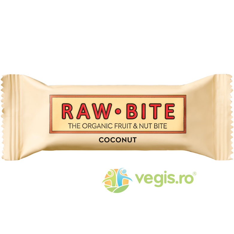 Baton Raw cu Nuca de Cocos fara Zahar Adaugat si fara Gluten Ecologic/Bio 50
