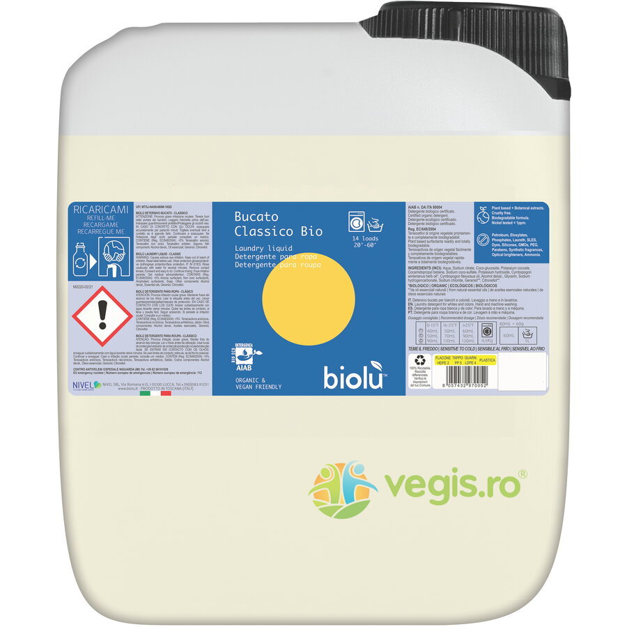 Detergent Lichid pentru Rufe Albe si Colorate cu Lamaie Bio 5L