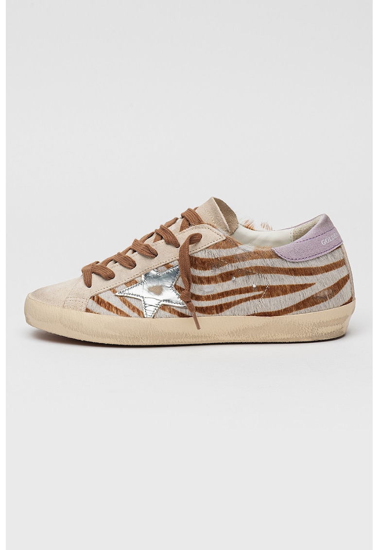 Oferte la Pantofi sport Super-Star cu model animal print si aspect deteriorat - Violet/Maro deschis/Argintiu