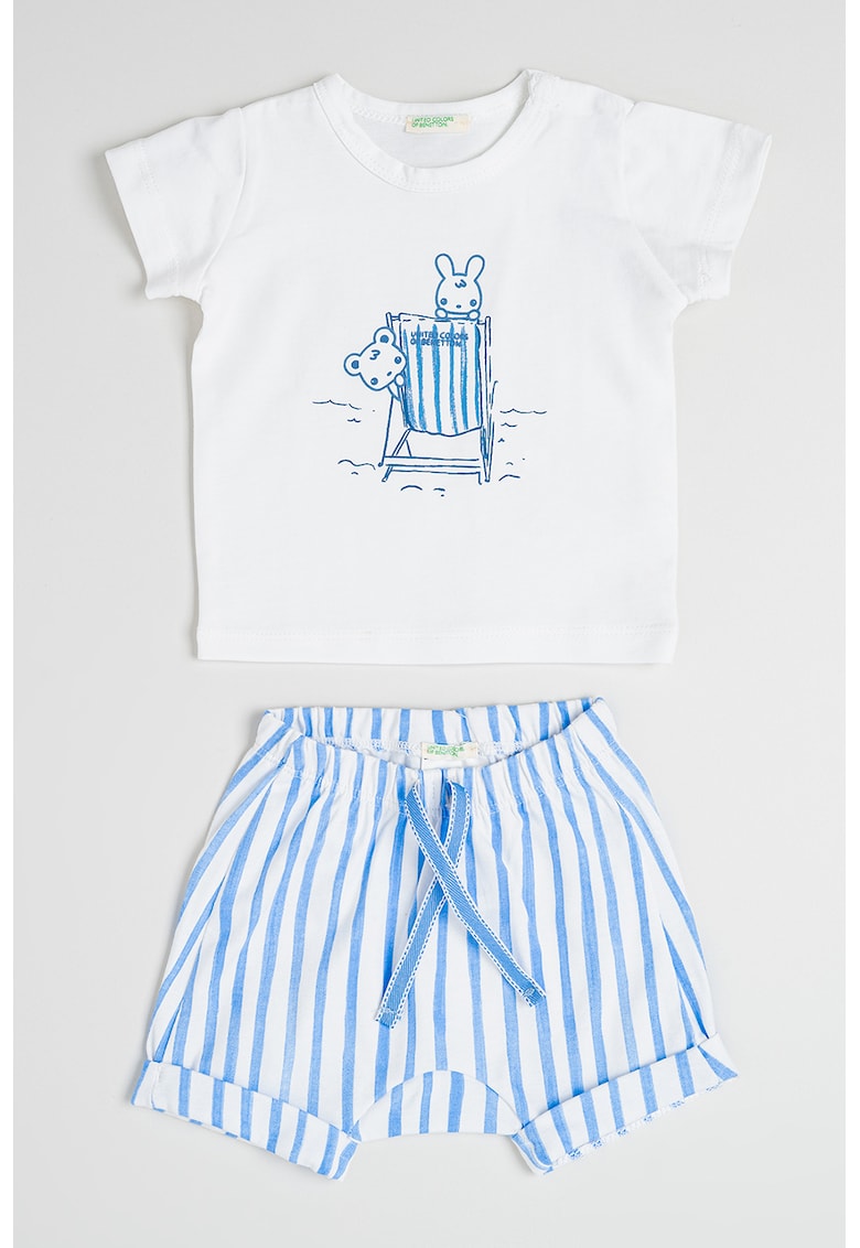 Set de tricou si pantaloni scurti - Alb/Albastru