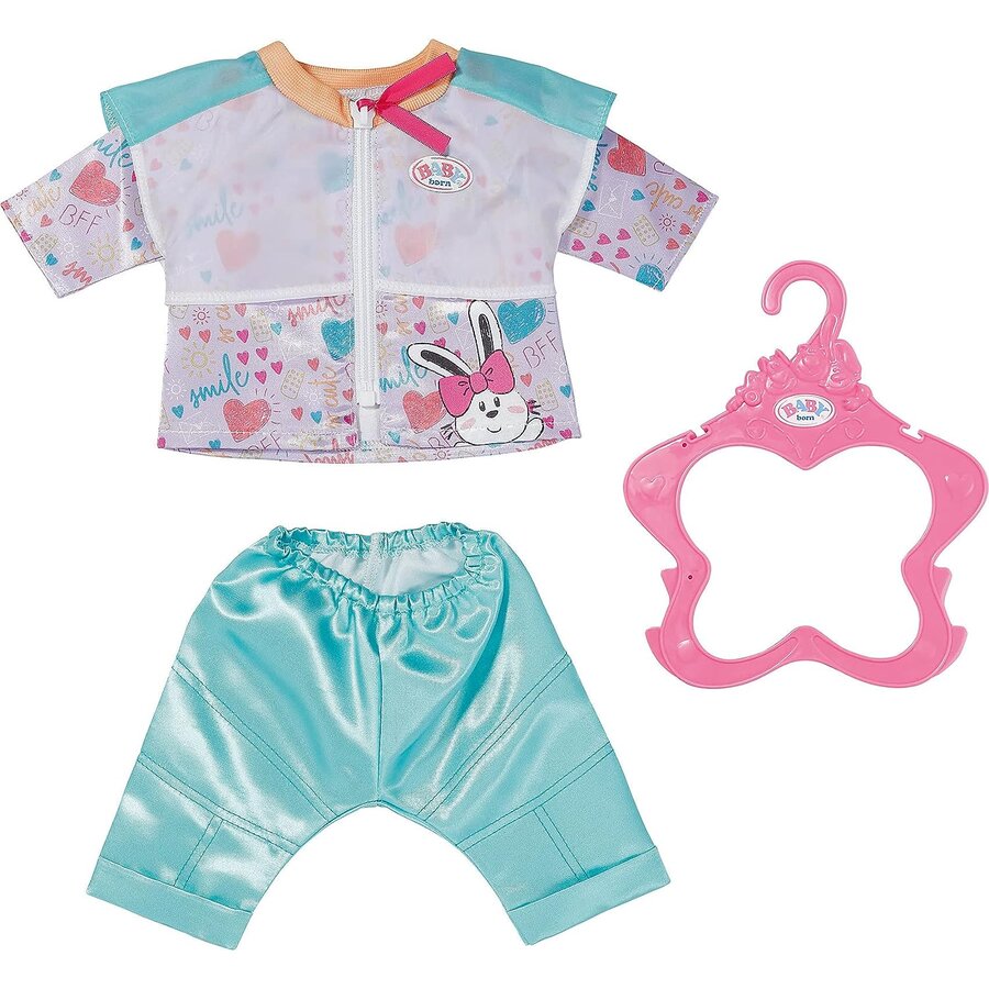 Costum Papusa Agrement BABY Born Aqua 43cm Jacheta Pantaloni Include Umeras Multicolor