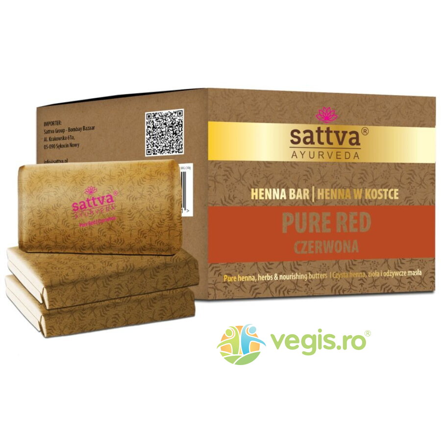 Vopsea de Par Henna Rosu Pur cu Unt de Shea si Uleiuri Esentiale 3 x 80g