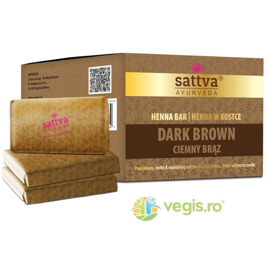 Vopsea de Par Henna Saten Inchis cu Unt de Shea si Uleiuri Esentiale 240g