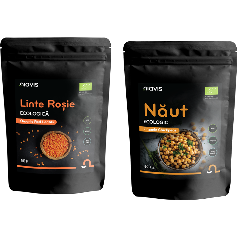 Pachet Linte Rosie Ecologica/Bio 500g + Naut Ecologic/Bio 500g