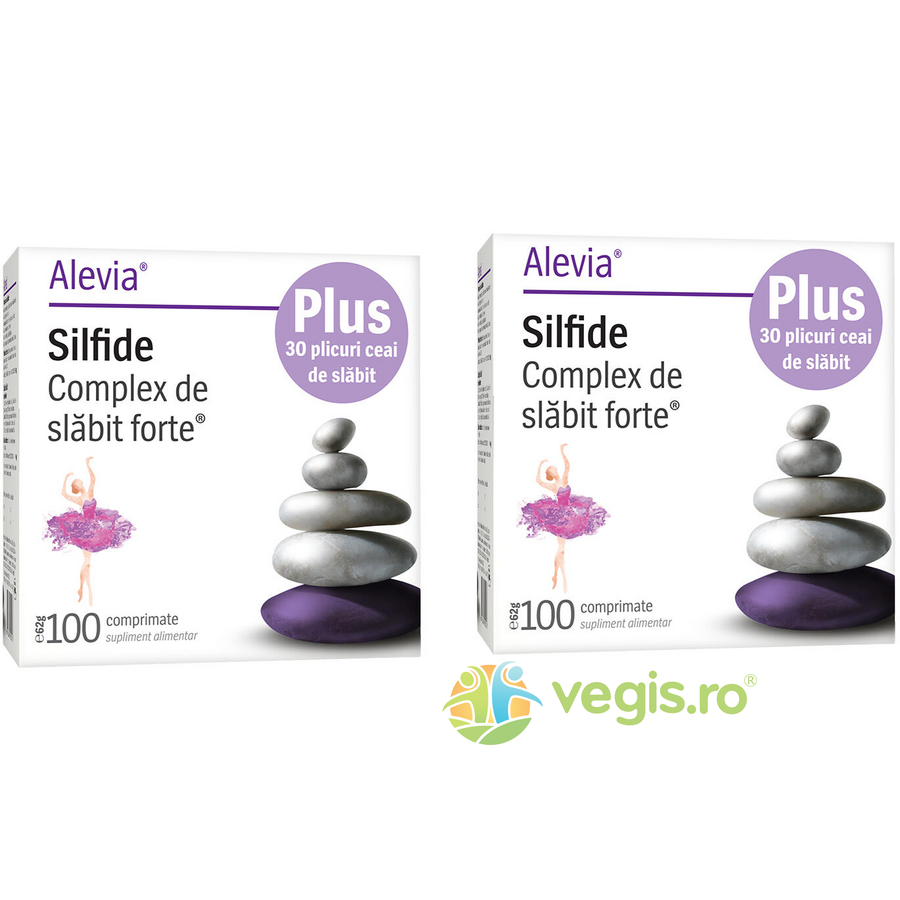 Pachet Silfide: 2 x Complex de Slabit Forte 100cpr + Ceai de Slabit 30 plicuri