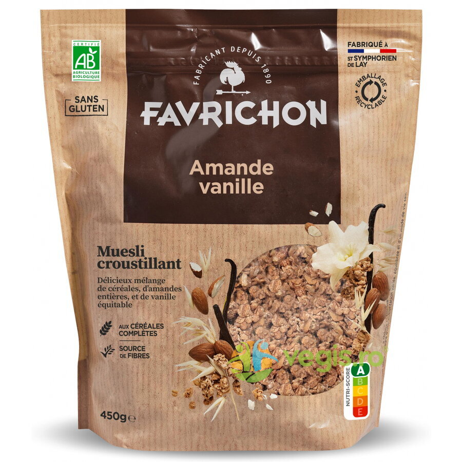 Musli Crocant cu Migdale si Vanilie fara Gluten Ecologic/Bio 450g