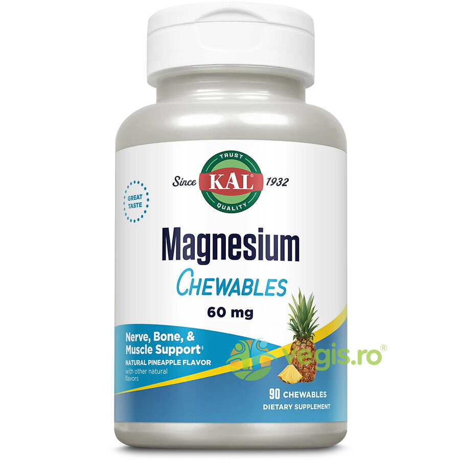 Magneziu Masticabil cu Gust de Ananas 90tb Secom,