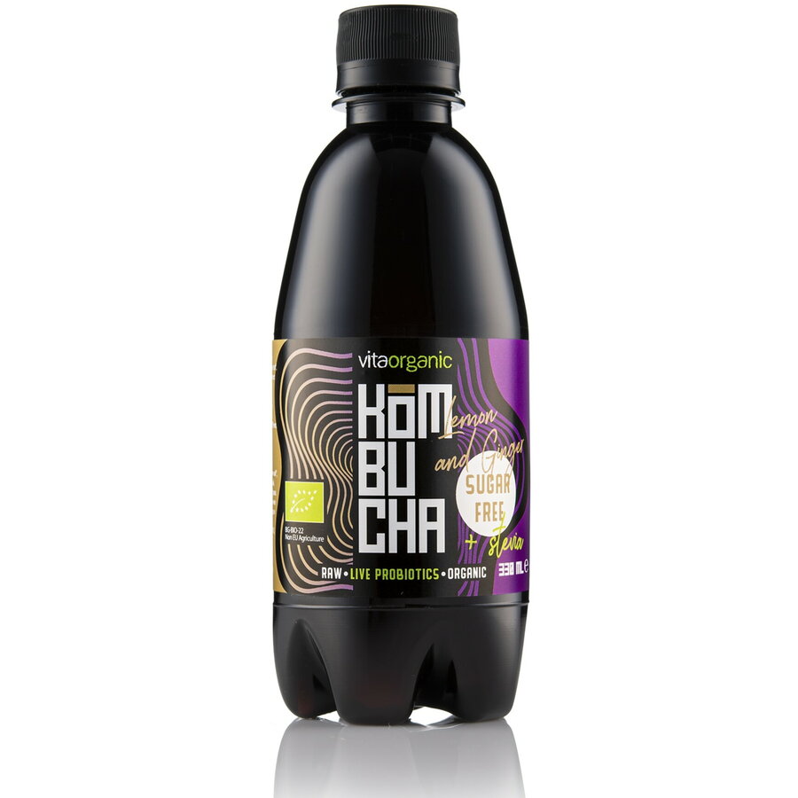 Kombucha cu Lamaie si Ghimbir Indulcita cu Stevie Ecologica/Bio 330ml