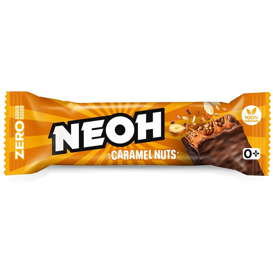 Baton cu Migdale, Alune de Padure si Caramel Invelit cu Cacao fara Zahar 28g