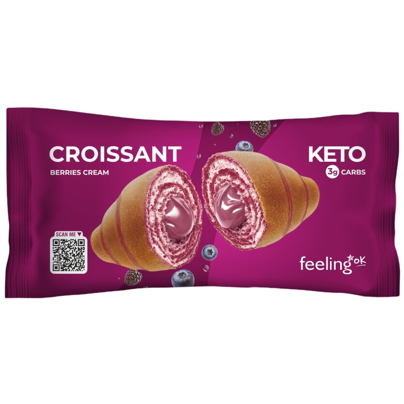 Oferte la Croissant Keto cu Crema de Fructe de Padure Low-Carb fara Zahar Adaugat 50g