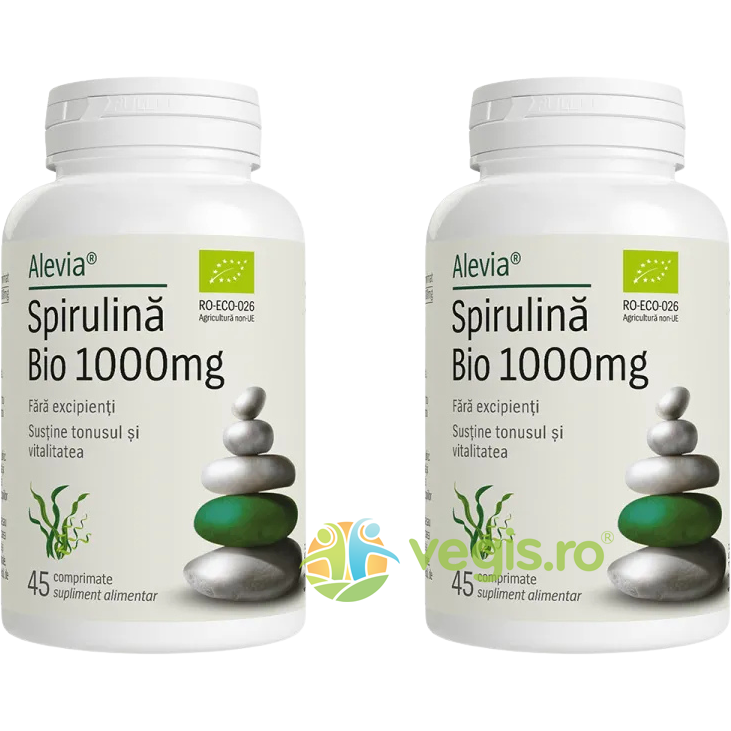 Pachet Spirulina 1000mg Ecologica/Bio 45cpr + 45cpr