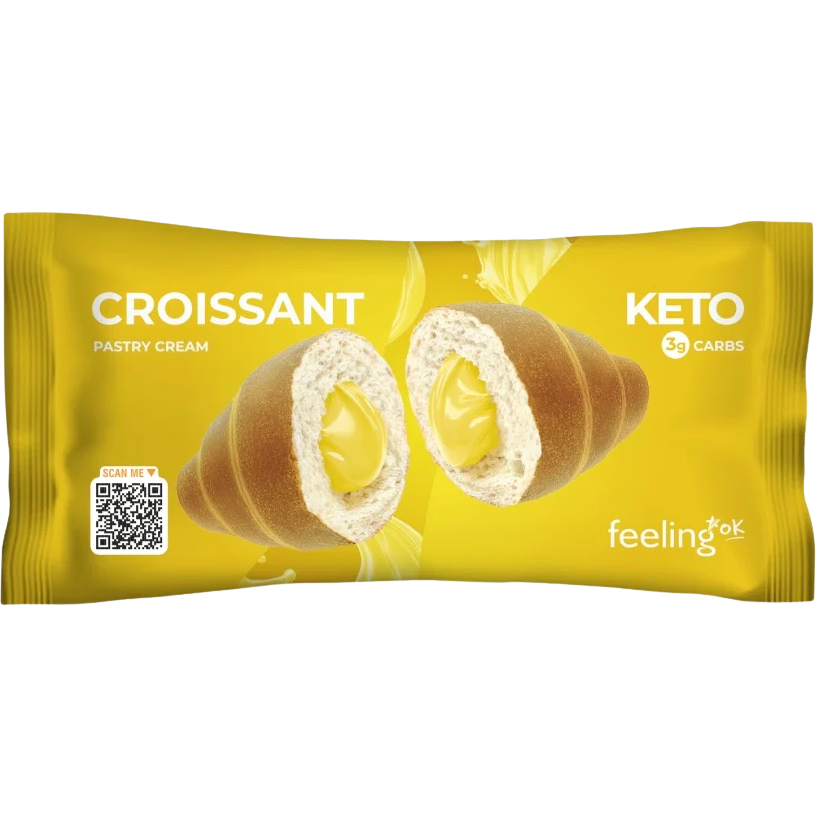 Croissant Keto Proteic cu Crema de Patiserie fara Zahar Low Carb 50g