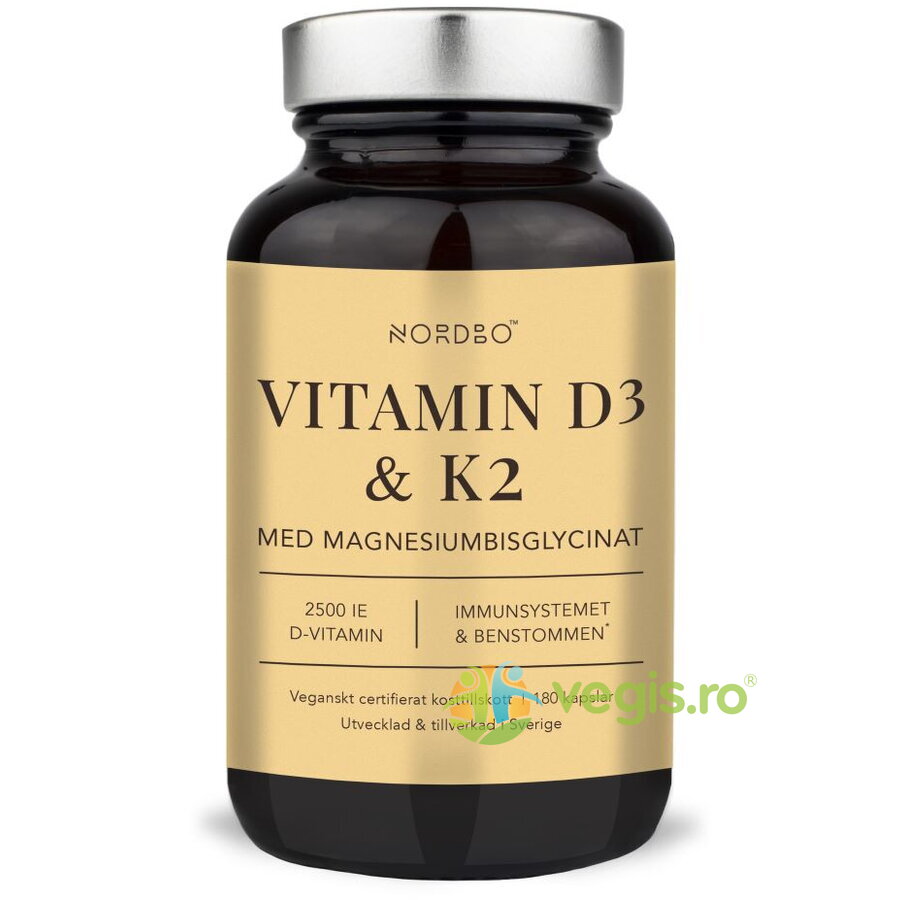 Vitamina D3 (2500UI) + K2 + Magneziu Bisglicinat 180cps