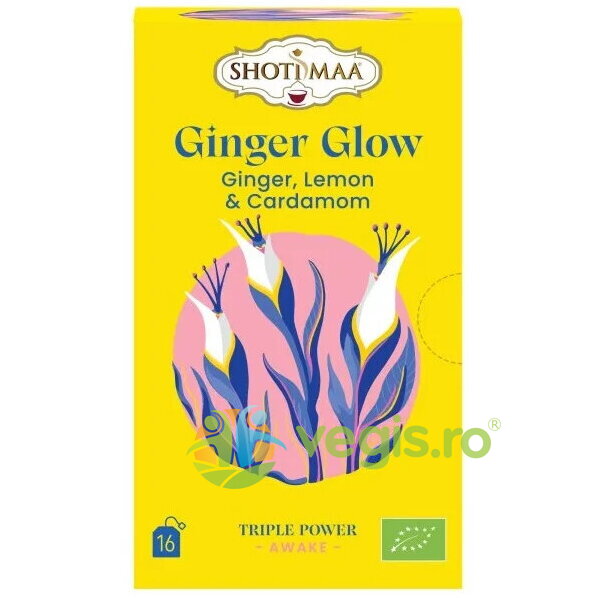 Ceai cu Ghimbir, Lamaie si Cardamom Awake Ginger Glow Ecologic/Bio 16dz