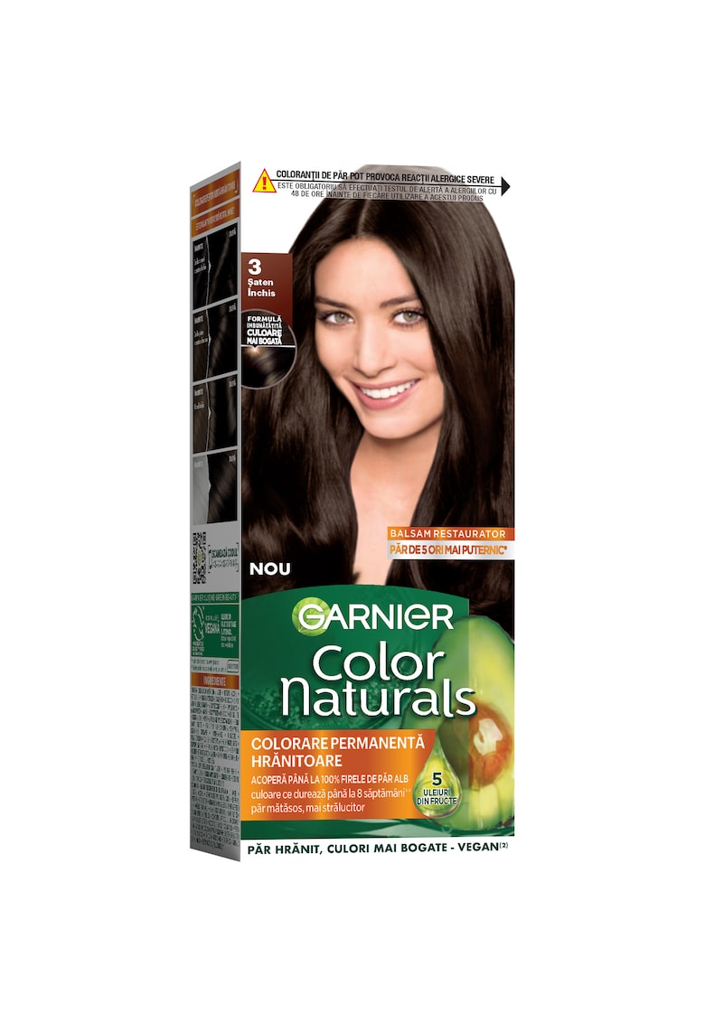 Vopsea de par permanenta cu amoniac  Color Naturals - 110 ml - Saten inchis