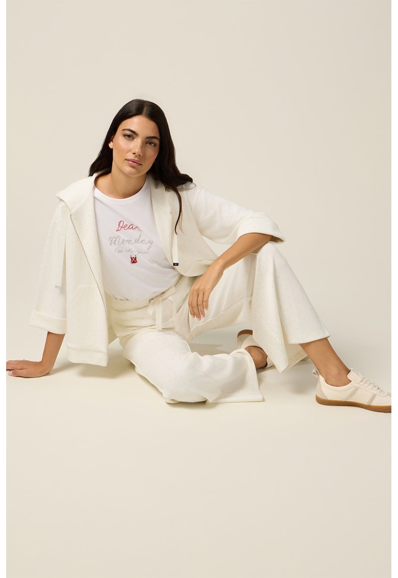Pantaloni relaxed fit din amestec de modal cu pensa frontala - Alb