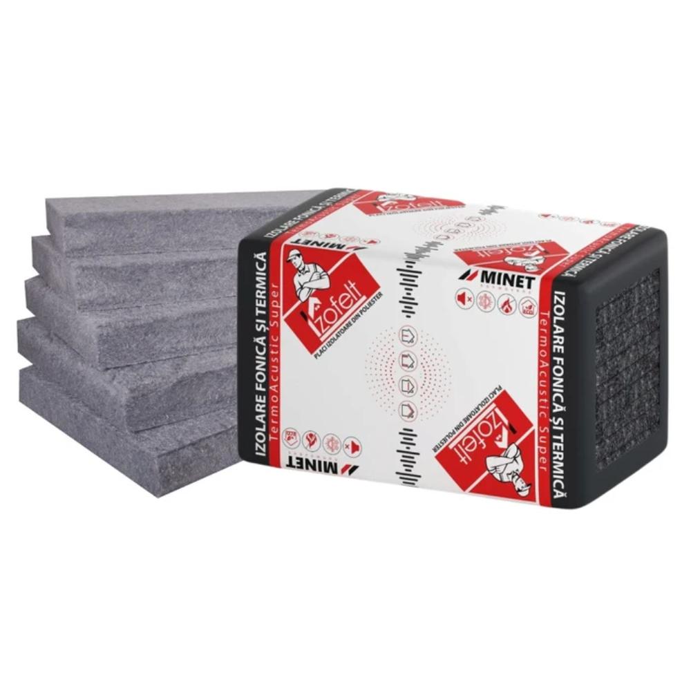 Placa fonoizolanta Izofelt TermoAcustic, izolare fonica / termica, poliester, 1000 x 600 x 100 mm, 6 placi