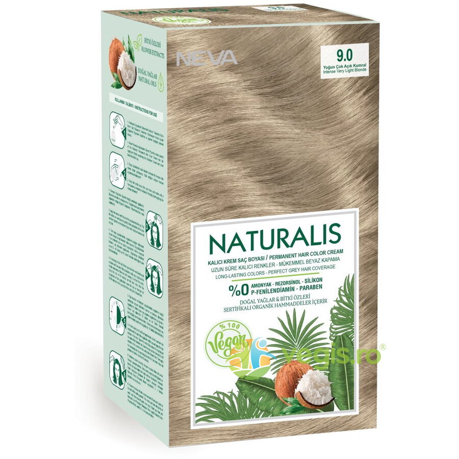 Vopsea de Par Vegana, fara Amoniac Blond Foarte Deschis 9.0 Naturalis Neva 150ml