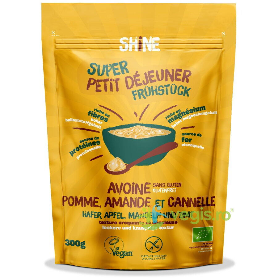 Cereale Instant cu Ovaz, Mere, Migdale si Scortisoara fara Gluten Ecologice/Bio 300g