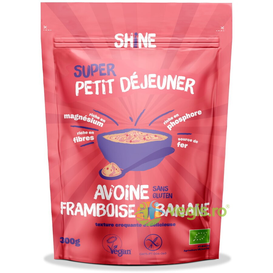 Cereale Instant cu Ovaz, Zmeura si Banane fara Gluten Ecologice/Bio 300g