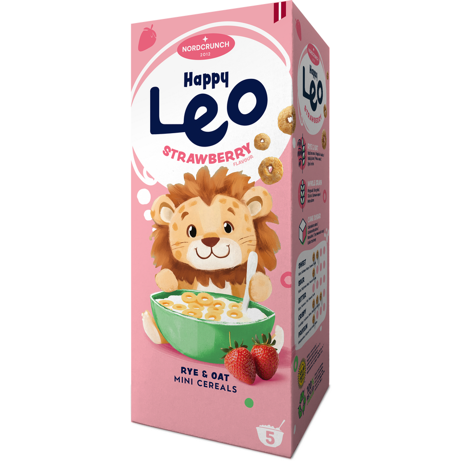 Cereale din Secara si Ovaz cu Capsuni Happy Leo 150g