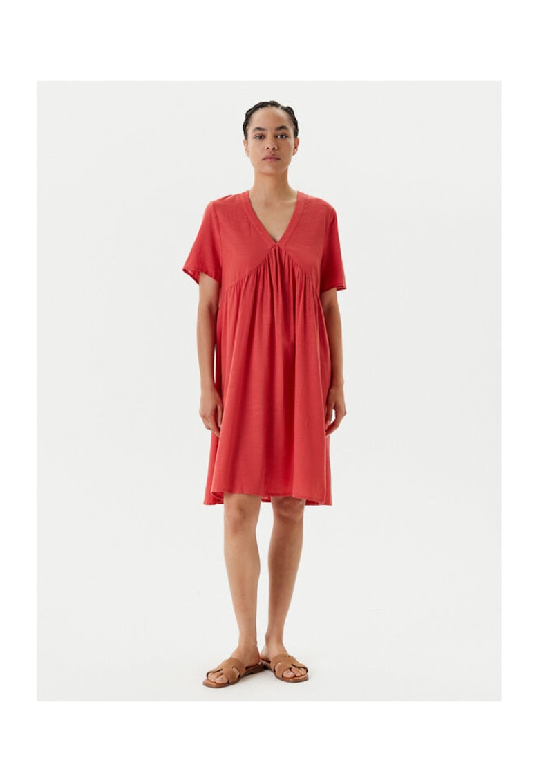 Rochie de vara dama  4PQNDV0BS - Viscoza/Bumbac - Rosu - Rosu