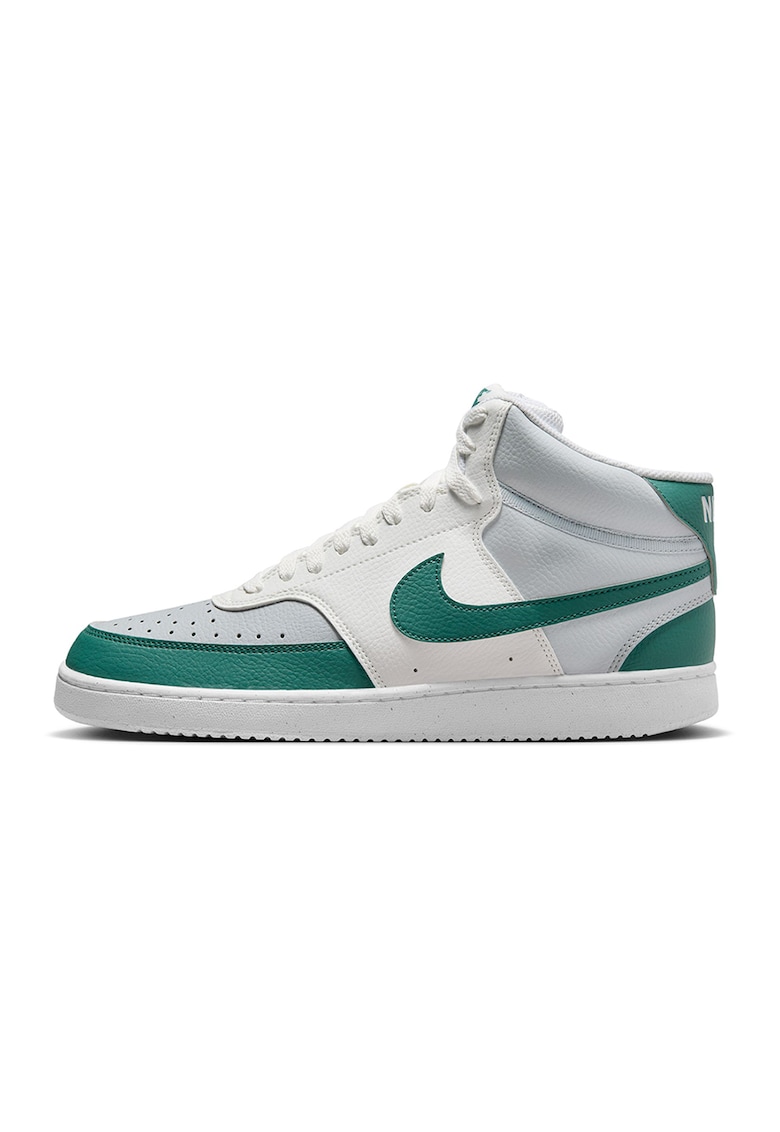 Oferte la Pantofi sport mid-high de piele ecologica Court Vision - Alb/Verde/Gri