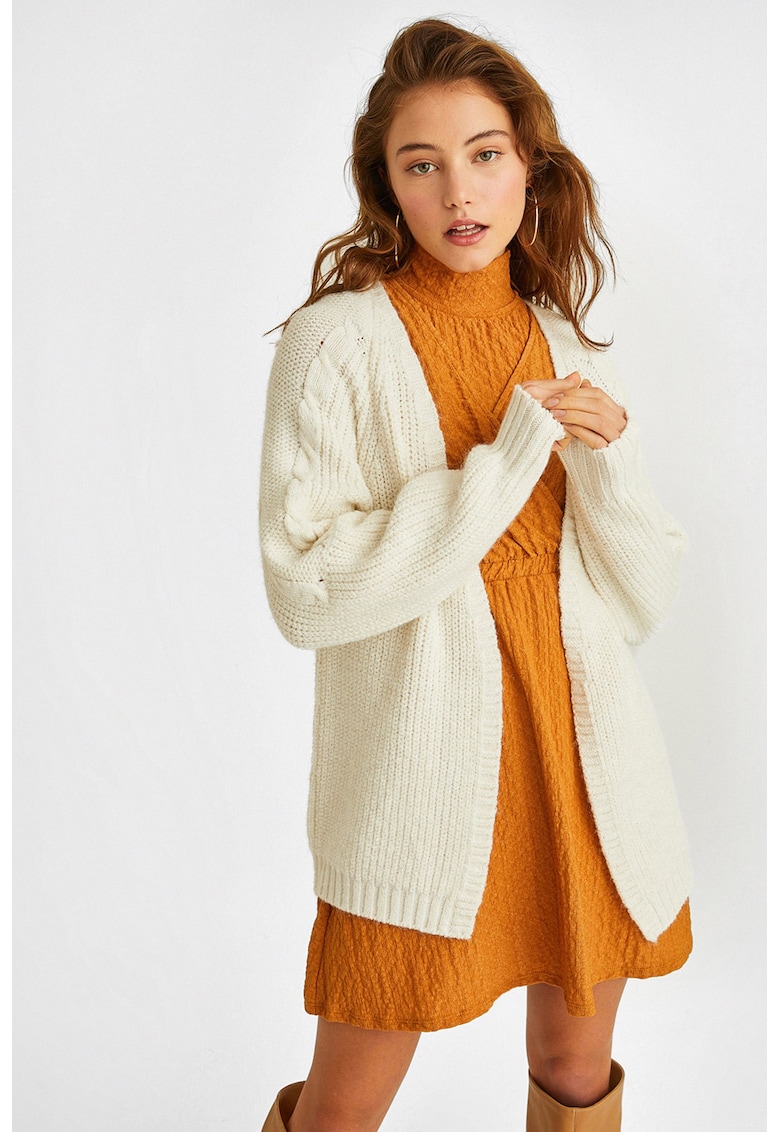 Cardigan cu model torsade - Alb fildes
