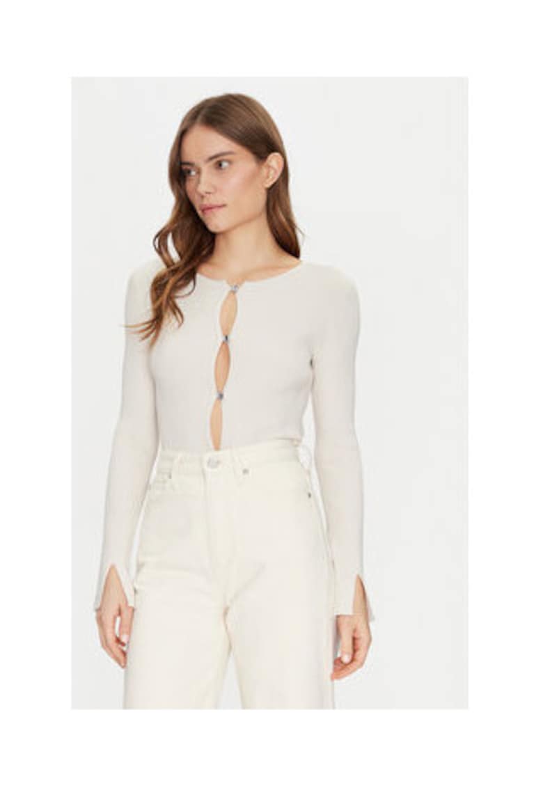 Cardigan slim fit cu decolteu la baza gatului