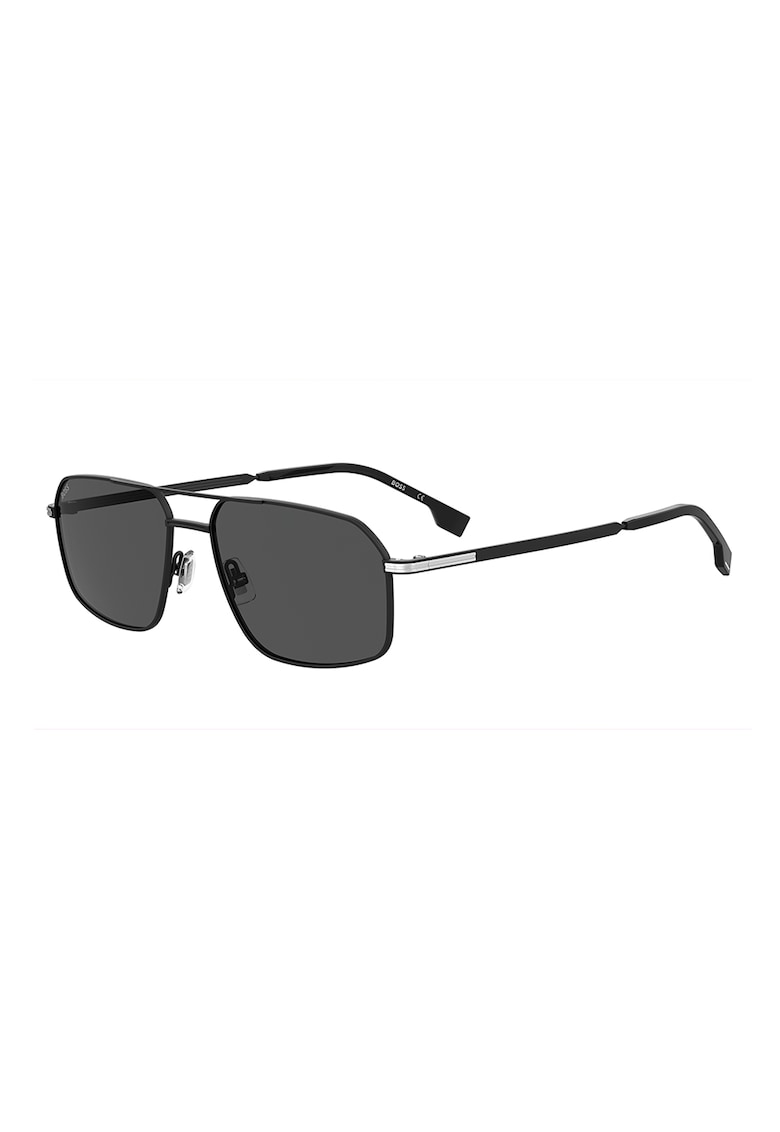 Ochelari de soare aviator cu logo discret - Negru/Argintiu