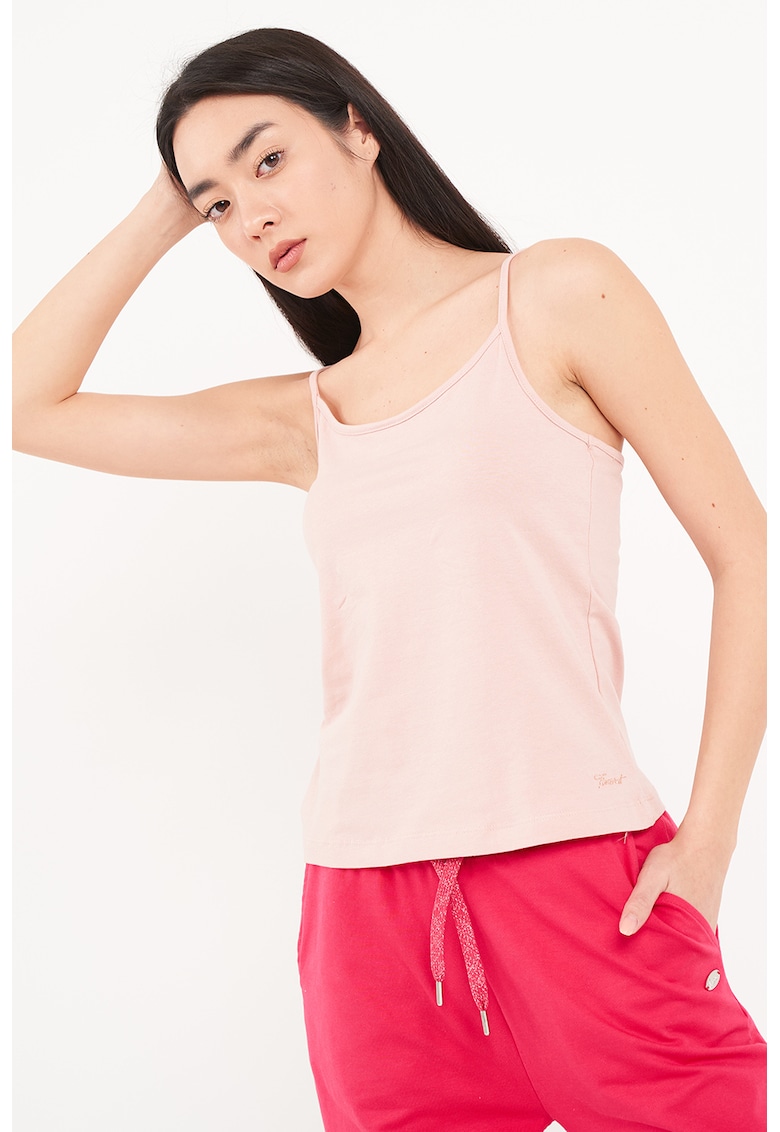 Top cu decolteu rotund - Roz pastel