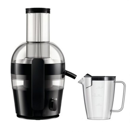 Storcator Storcator de fructe si legume Philips HR1855/70, 700 W, recipient suc 0.8 l, recipient pulpa 1.2 l, 1 viteza, tub de alimentare 75 mm, negru