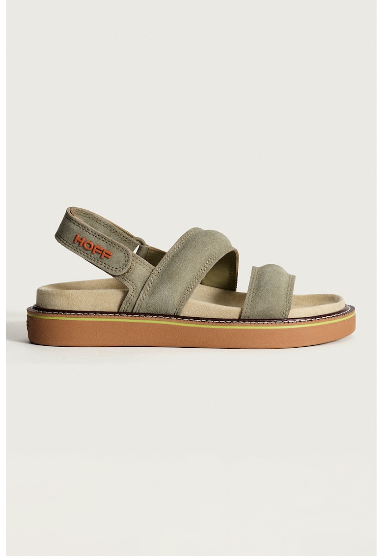 Oferte la Sandale din piele intoarsa cu velcro - Maro taupe deschis