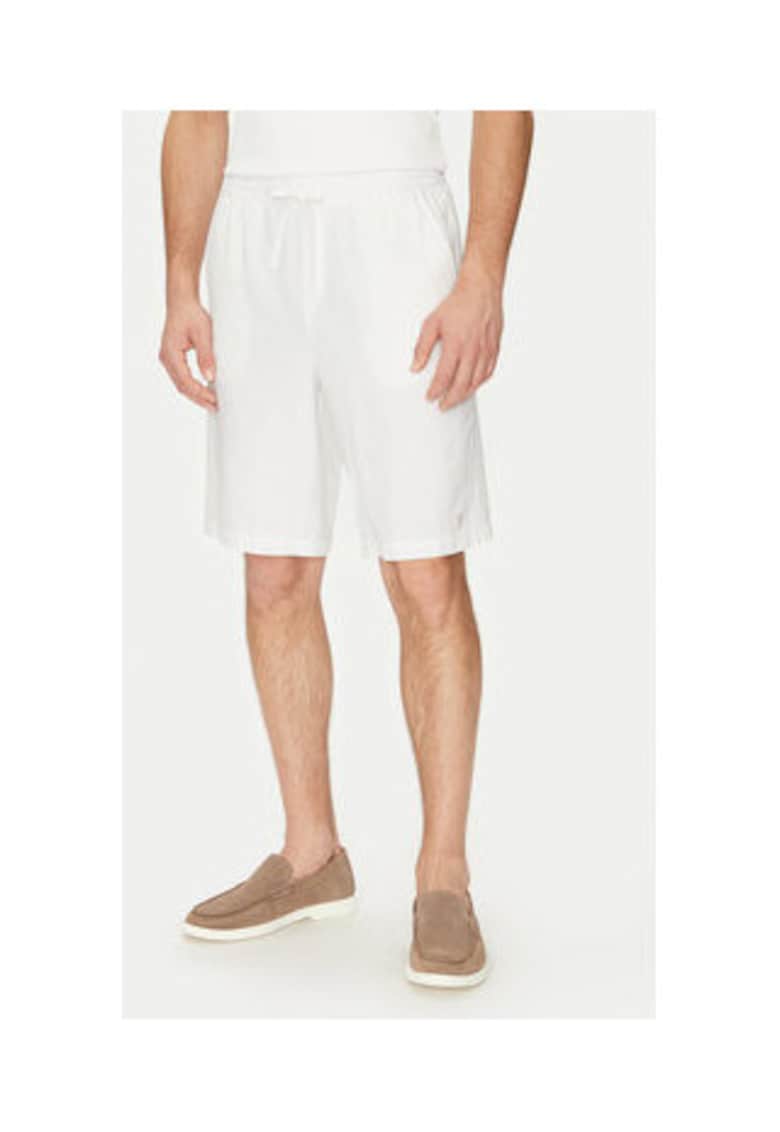 Pantaloni scurti din amestec de in si bumbac - alb