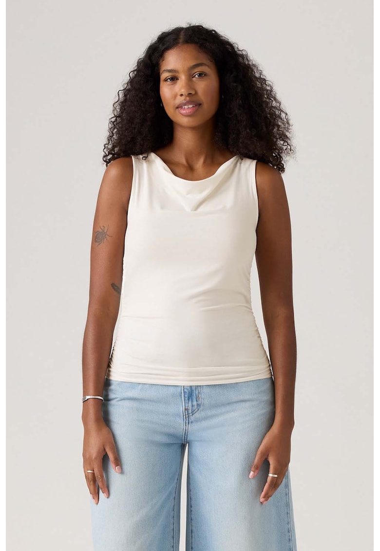 Top slim fit cu fronseuri - Alb murdar