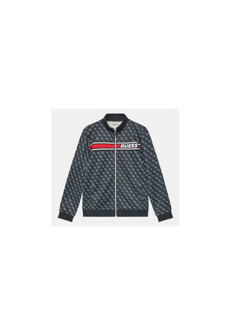 Bluza sport cu fermoar si imprimeu monogram