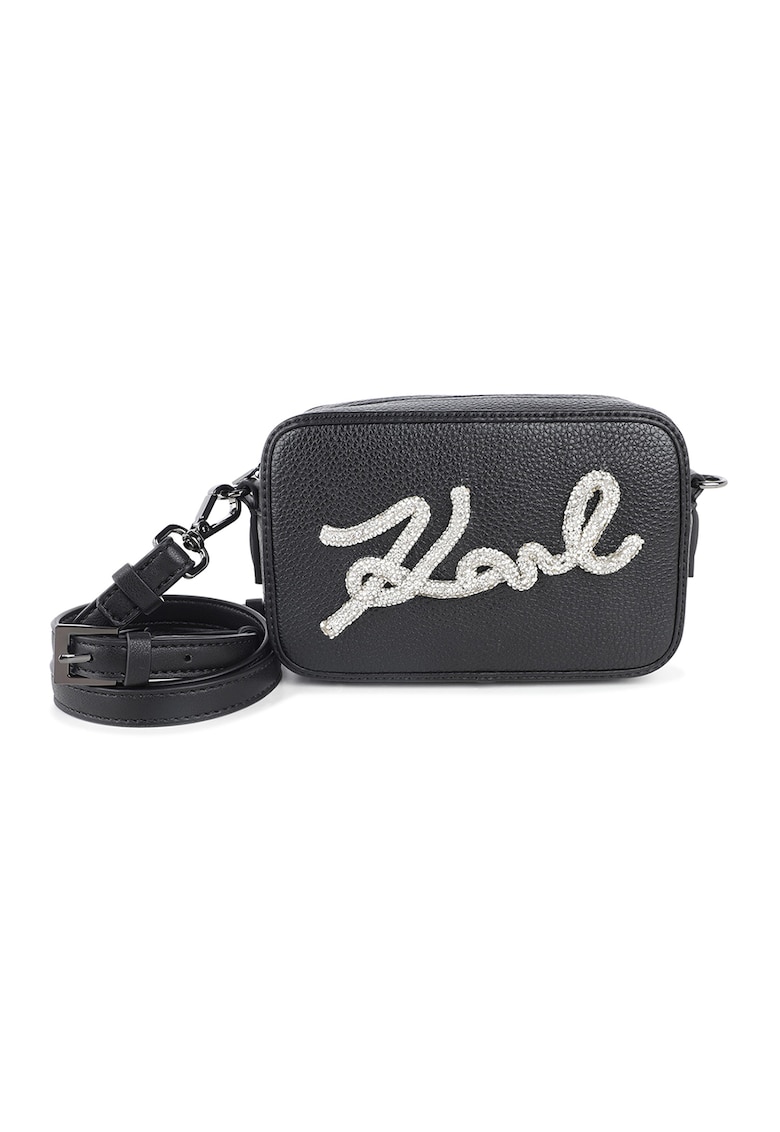 Geanta crossbody cu bareta detasabila - Alb/Gri antracit