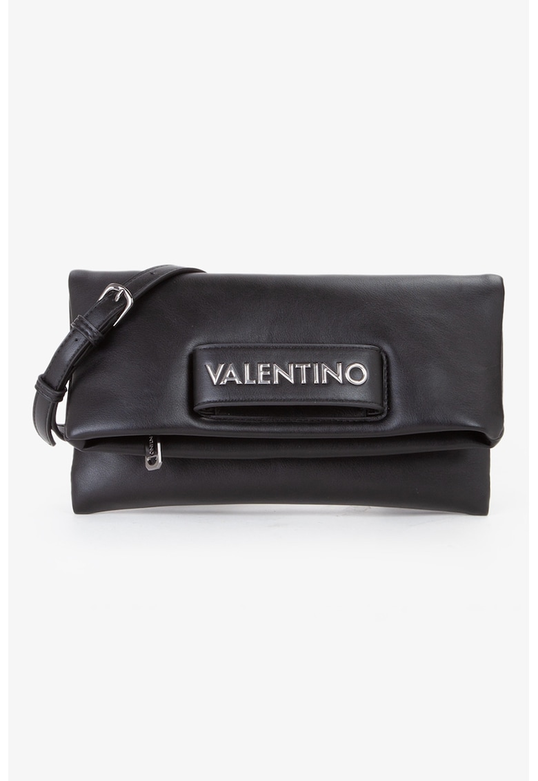 Geanta crossbody de piele ecologica cu clapa - Negru