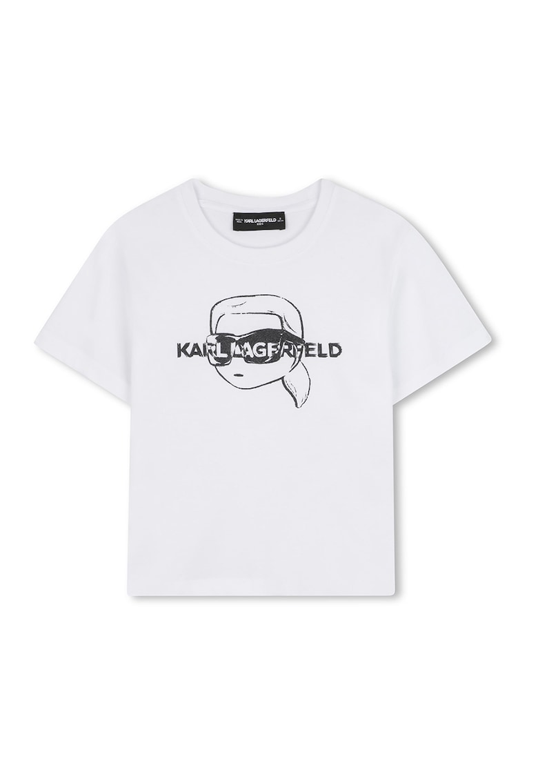 Tricou din bumbac cu imprimeu logo - Negru/Alb murdar