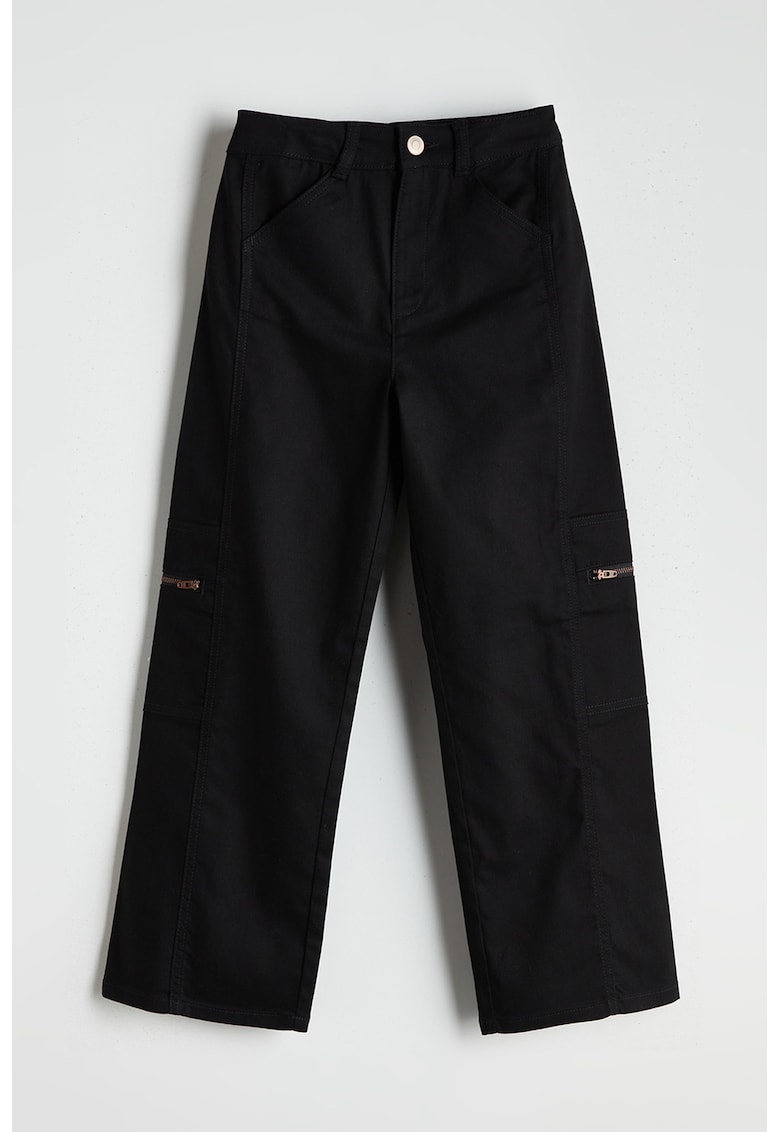 Pantaloni cargo cu croiala ampla - Negru