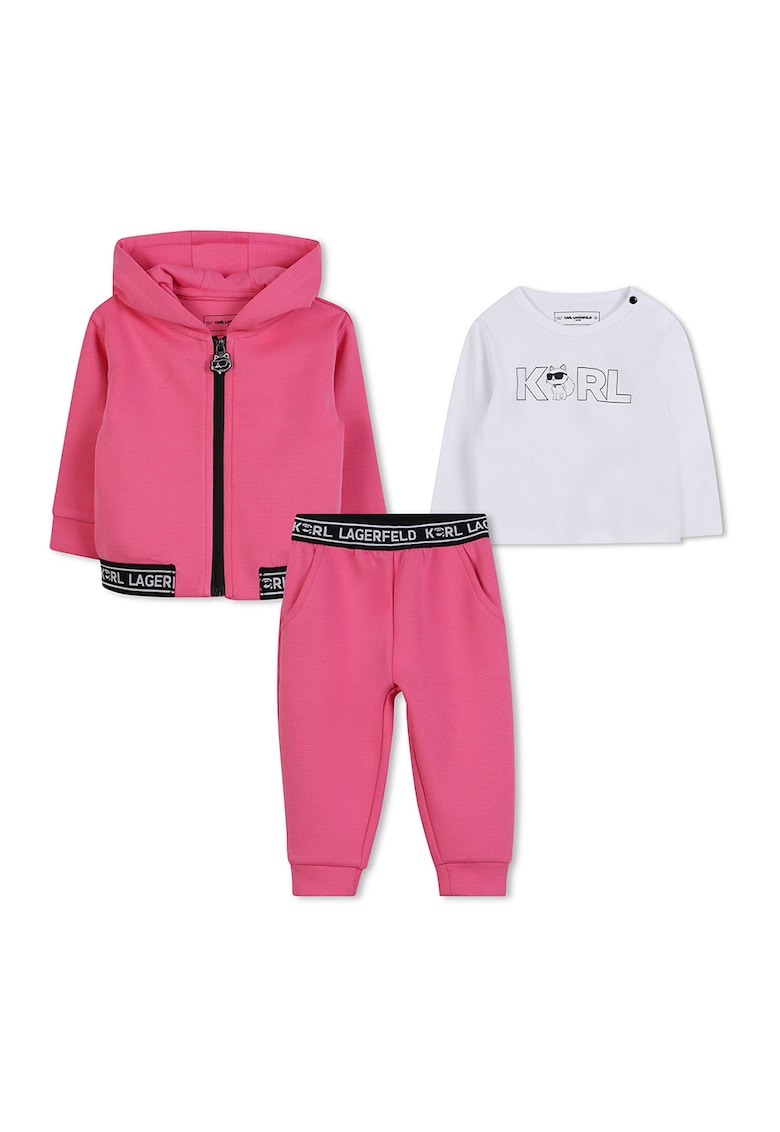 Set de imbracaminte cu imprimeu logo - 3 piese - Alb/Fucsia