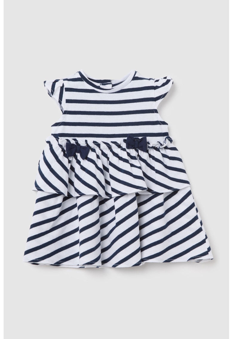 Rochie stratificata cu dungi - Alb/Bleumarin
