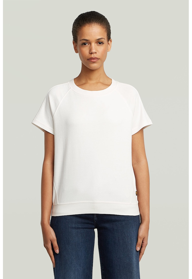 Tricou din bumbac organic cu maneci raglan - Alb