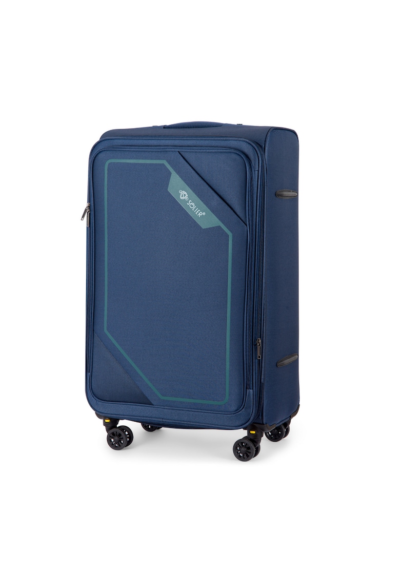 Troler textil mediu M 23"  SOFTFLEX 2240 bleumarin-verde